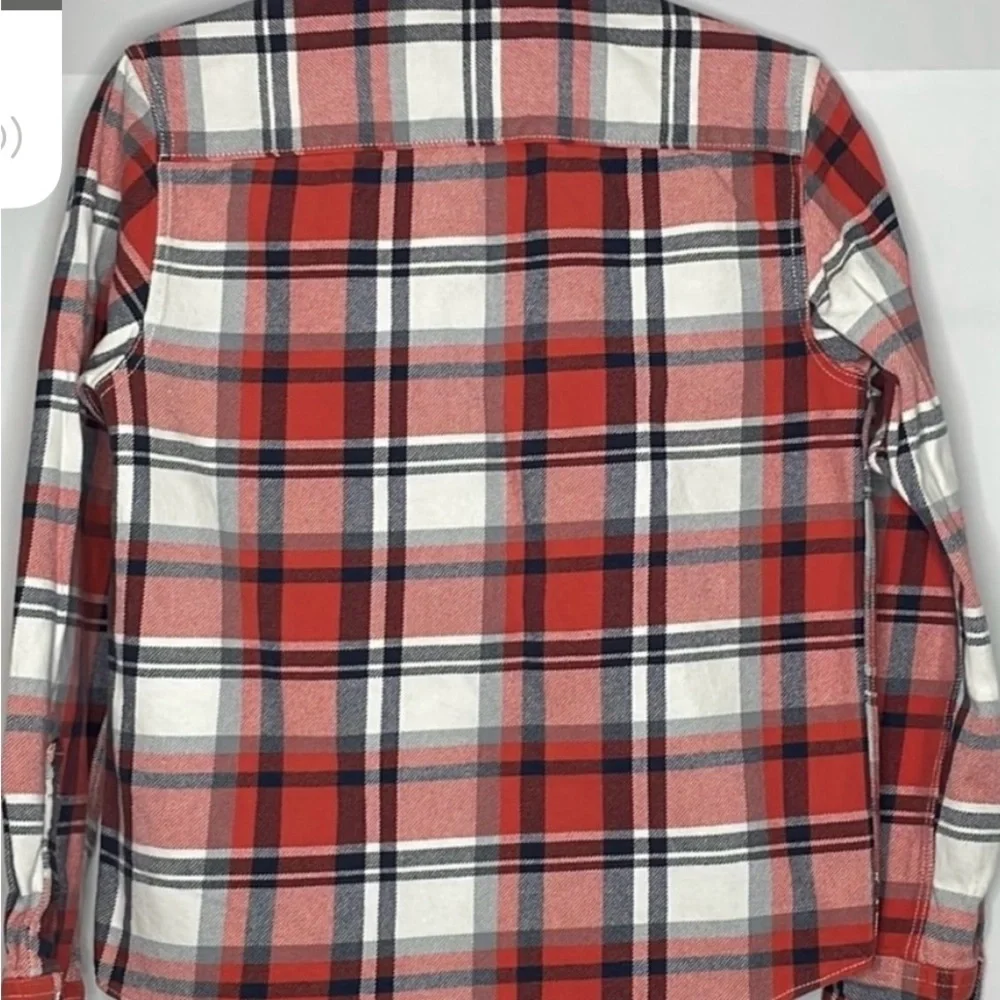 🔥 Aeropostale Fall Orange Plaid Cotton Flannel Shirt . Long Sleeve - Picture 3 of 6